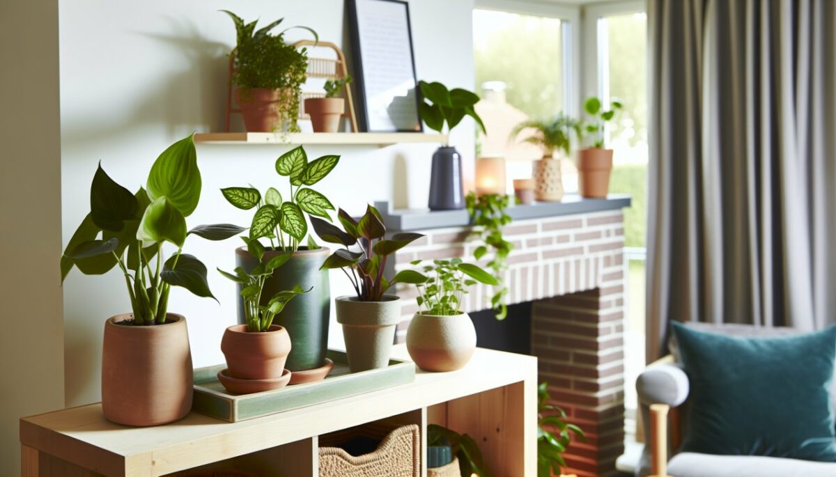 Des plantes d'intérieur robustes et faciles à entretenir disposées sur une étagère.