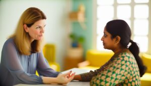 Une femme ment volontairement à une autre femme