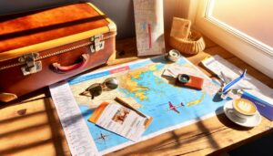 Un panorama de la Crète avec ses belles plages, ses montagnes et ses bâtiments traditionnels.