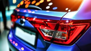 zoom sur arrière d'une voiture où l'on voit la plaque d'immatriculation