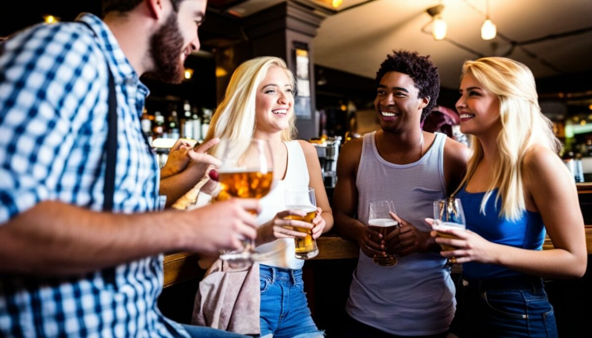 amis discutent dans un bar