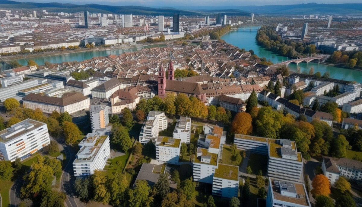 ville de Bâle vue du ciel
