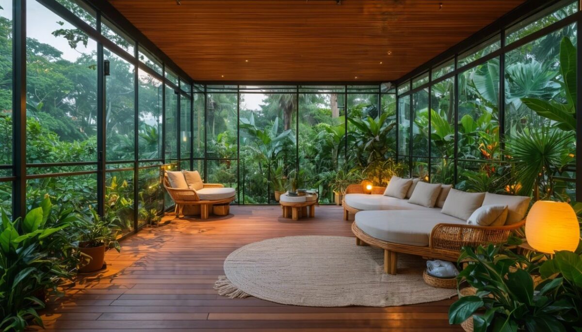 Belle véranda avec des vitres