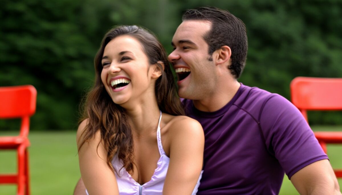 un couple heureux rigole