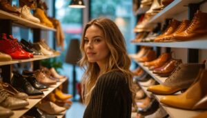 une femme essaye des chaussures