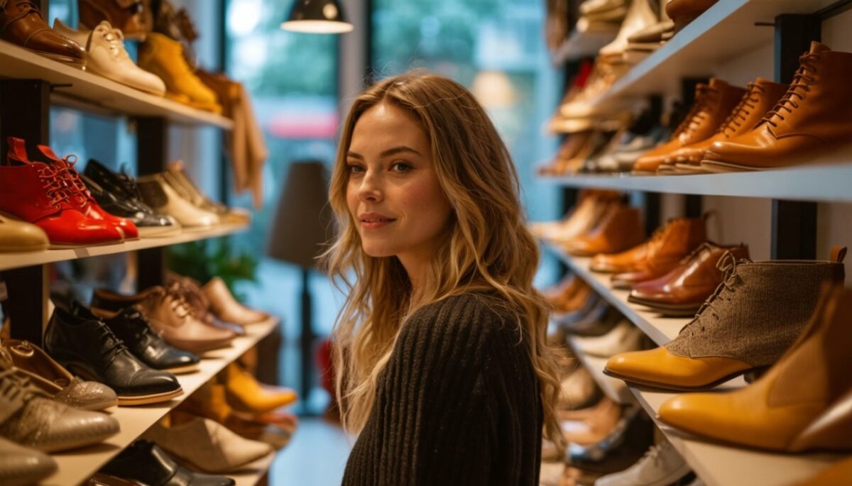 une femme essaye des chaussures