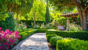 beau jardin bien entretenu d'une villa